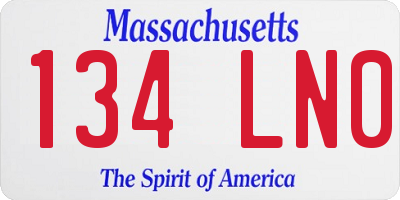 MA license plate 134LN0
