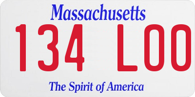 MA license plate 134LO0