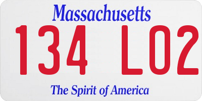MA license plate 134LO2