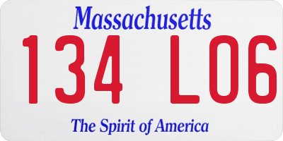 MA license plate 134LO6