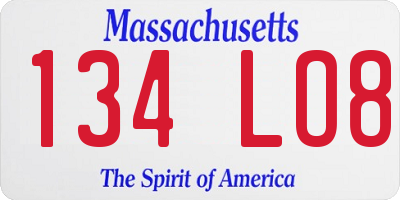 MA license plate 134LO8