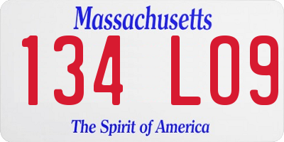 MA license plate 134LO9