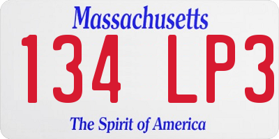 MA license plate 134LP3