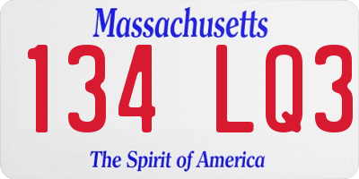 MA license plate 134LQ3
