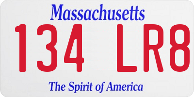 MA license plate 134LR8