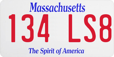 MA license plate 134LS8