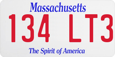 MA license plate 134LT3