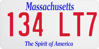 MA license plate 134LT7