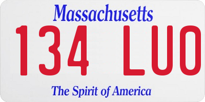 MA license plate 134LU0