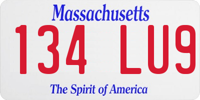 MA license plate 134LU9