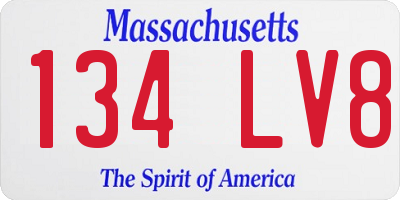 MA license plate 134LV8