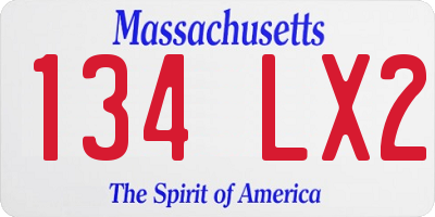 MA license plate 134LX2