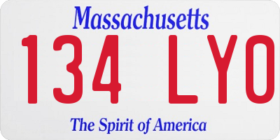 MA license plate 134LY0