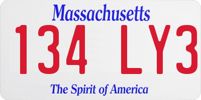 MA license plate 134LY3