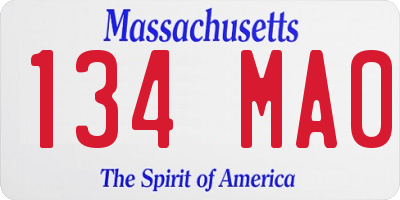 MA license plate 134MA0