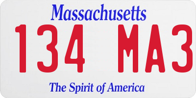 MA license plate 134MA3