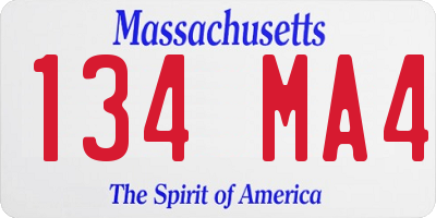 MA license plate 134MA4