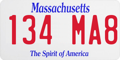 MA license plate 134MA8