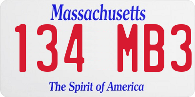 MA license plate 134MB3