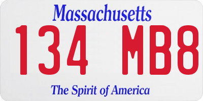 MA license plate 134MB8