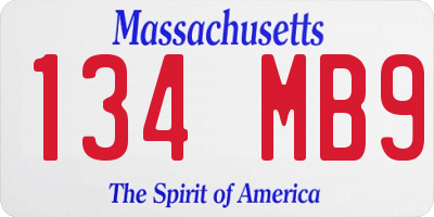 MA license plate 134MB9