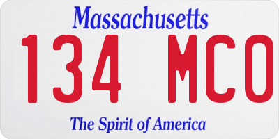 MA license plate 134MC0