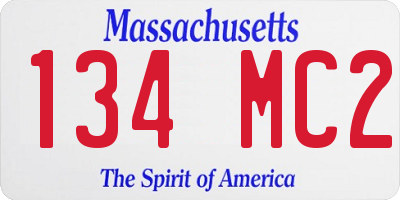 MA license plate 134MC2