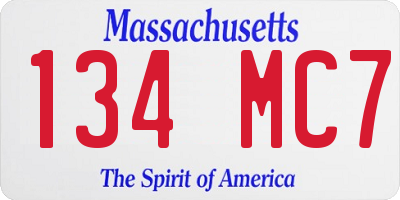 MA license plate 134MC7