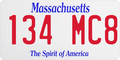 MA license plate 134MC8