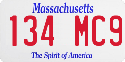 MA license plate 134MC9