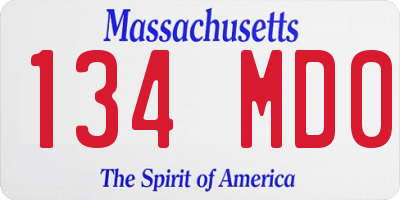 MA license plate 134MD0