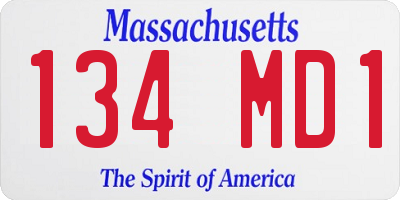 MA license plate 134MD1
