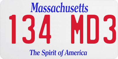 MA license plate 134MD3