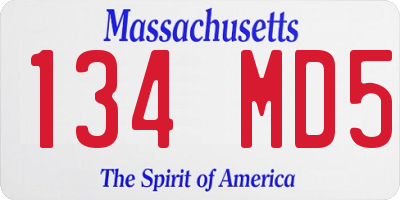 MA license plate 134MD5