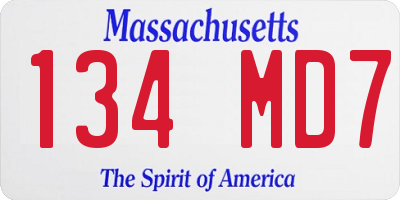 MA license plate 134MD7
