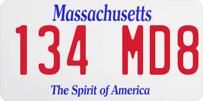 MA license plate 134MD8