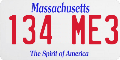 MA license plate 134ME3