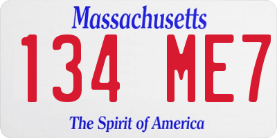 MA license plate 134ME7