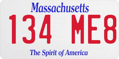 MA license plate 134ME8