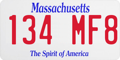 MA license plate 134MF8
