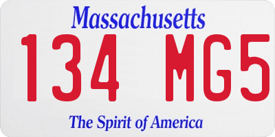 MA license plate 134MG5