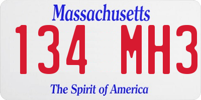MA license plate 134MH3