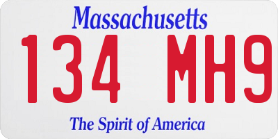 MA license plate 134MH9