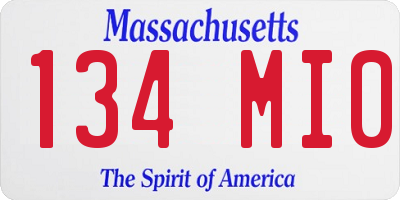 MA license plate 134MI0