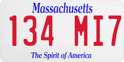 MA license plate 134MI7