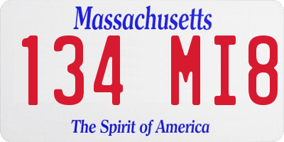 MA license plate 134MI8