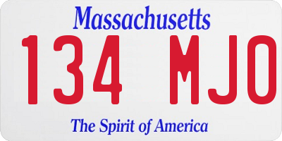MA license plate 134MJ0