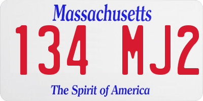 MA license plate 134MJ2
