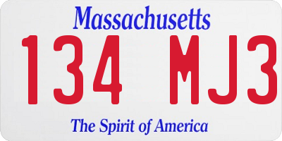 MA license plate 134MJ3