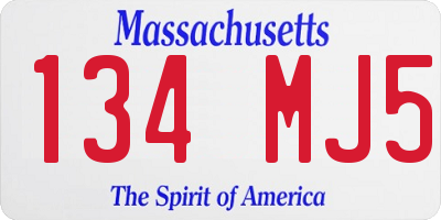 MA license plate 134MJ5